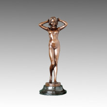Nude Statue Pretty Maid Bronze Sculpture, Pitta Luga TPE-403